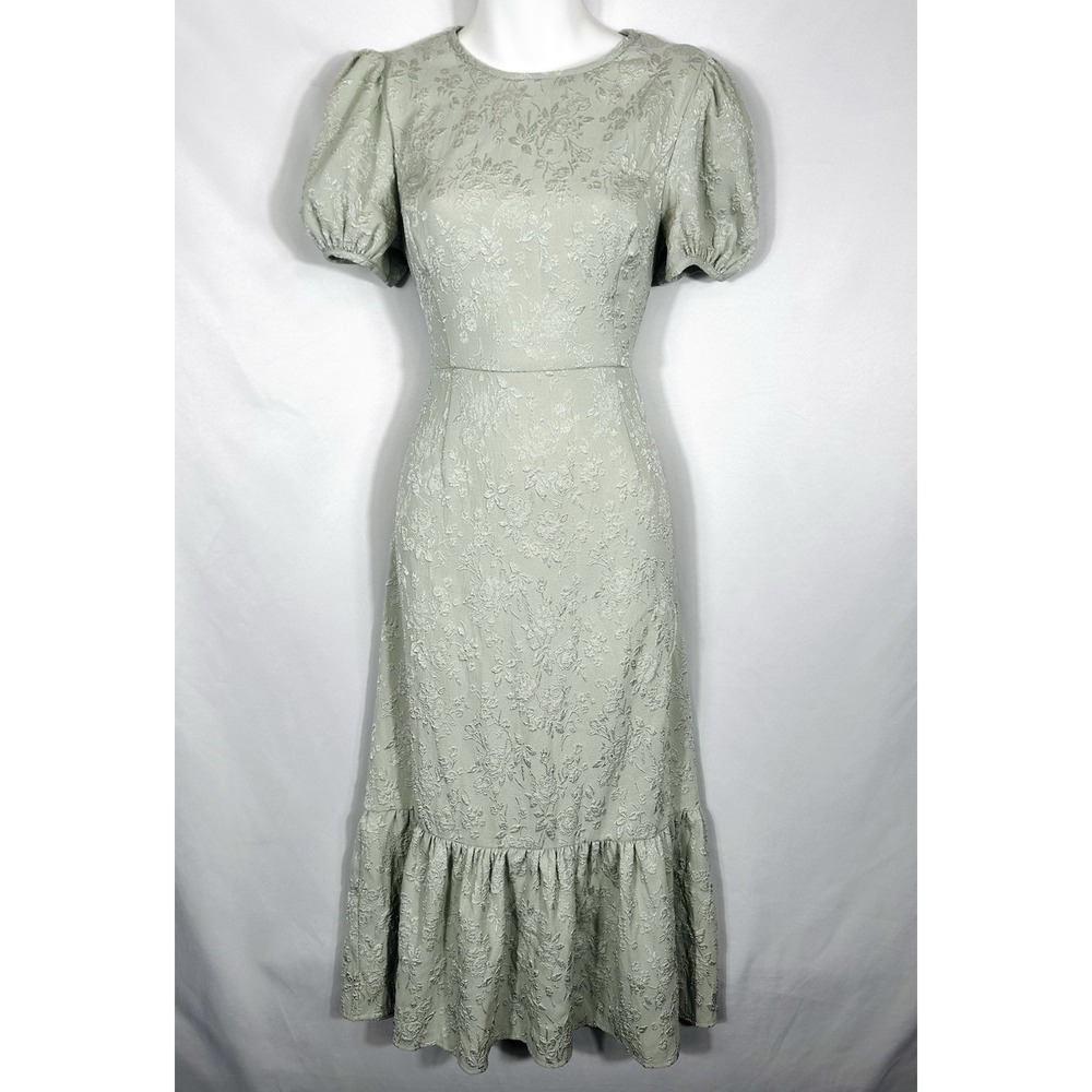 Womens Soft Green Tapestry Midi Dress Size S Forest Fairy Garden Cottage Prairie
